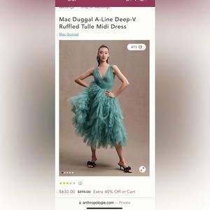 Mac Duggal Anthropologie Ruffled Midi Dress Size 6